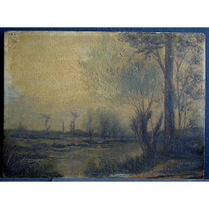 French School, 19th Century, Riverside Landscape, Unsigned Rt1430