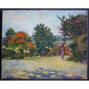 Impressionist Young Woman With A Parasol, Early 20th Century Rt1434