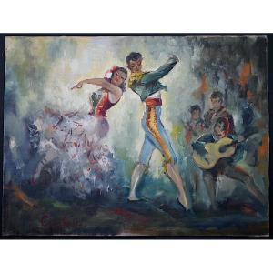 Vicente Cristellys Spanish Flamenco Dancers, Musicians, Guitar XX Rt1435