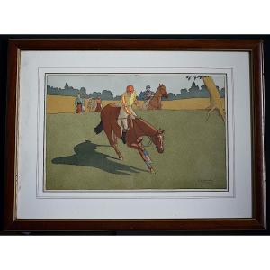 Charles Ancelin Steeplechase Equestrian Sport Print 20th Century Rt1439