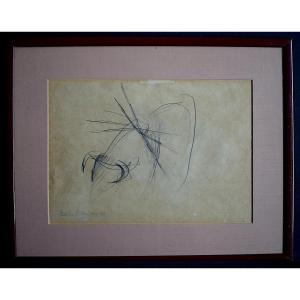 Sketch Drawing Bull With Banderillas Signed R Mason Dated 1966 XX Th Century Rt1443