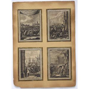 4 Engravings Eisen Histoire Des Indes 18th Century Refm08