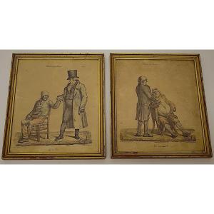 Pigal Estampes Humoristique Vers 1840 Médecine Médecin Sciences Caricature Refm18
