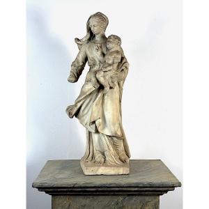 Virgin And Child Scapular Marble France Méridionale Carmel Marie Christianisme Ref1128