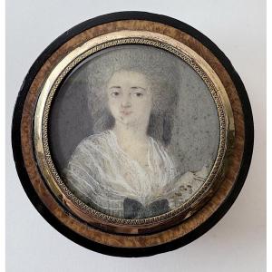 Box And Portrait Miniature Of Woman 18th Century France Ref1134