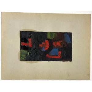 G . Bertrand Oil On Cardboard Abstract Composition Painted With A Knife To Identify Refm36