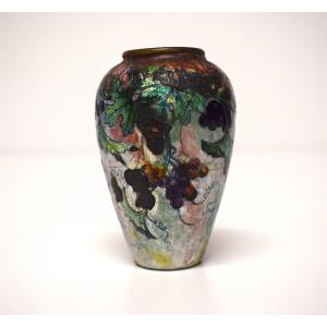 Jules Sarlandie Miniature Enamel Vase Art Nouveau Limoges Enamel Ref. 1146