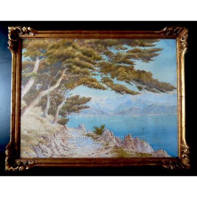 Louis Rambaud Signed Watercolor Marine Alps Mont Blanc Landscape Mountain XIX XX Rt19