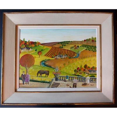 * Remy Naive Art Style Genre Scene Bucolic Countryside Landscape XX Rt63 *
