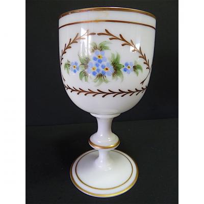 Communion Glass Shower Foot Opaline Flower XIX 19th French Ref104