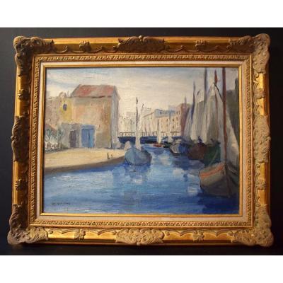 Antonio Corpora Italy Marine Boats Orientalist Tunis Tunisia  XX Rt91