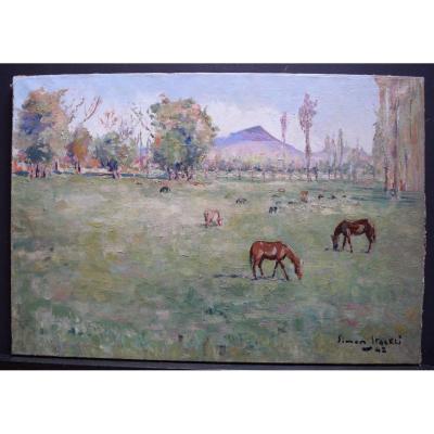 Simon Stockli Orientalist Algeria Horses Country Scene XX Rt126