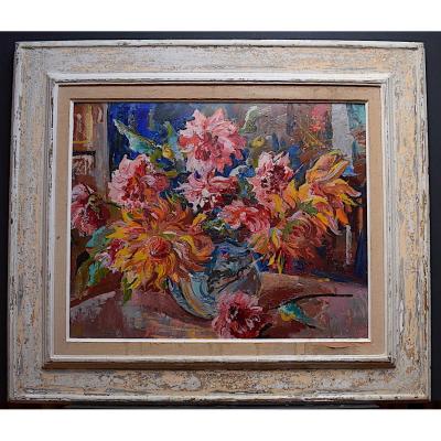 Wilhelm Kaufmann Still Life With Peonies Bouquet Of Flowers XX Rt134