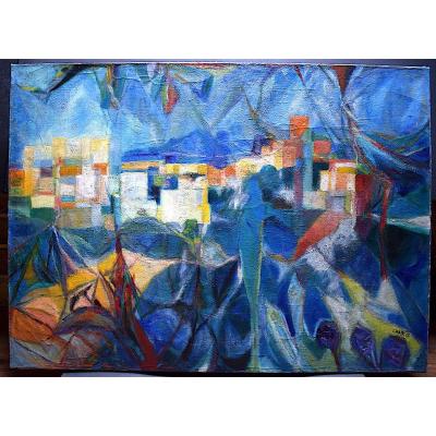 André Chaix Abstract Cubist Landscape Lyon Ecole Lyonnaise Sanzisme XX Rt137 
