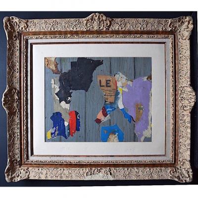 Collage Mixed Media Paper Fabrics Modern Art Abstract XX Rt167