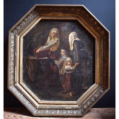 Interior Scene Holland Dutch Flemish School XVII To Restore