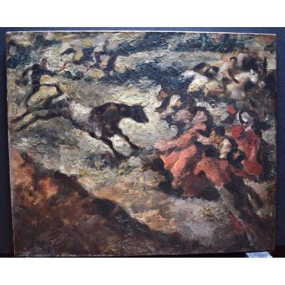Running Of The Bulls Spain Spanish School Horses Signed To Identify XX Rt179