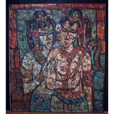 * Young Indian Girls Ethnic Art India South America Signed To Identify XX Rt208