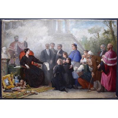 Édouard-antoine Marsal Genre Scene Study Charity Sale Church Man XIX Rt254