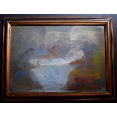 The Last Supper  Banquet Christ Religion The Wedding Feast At Cana Signed To Identify XX Rt268