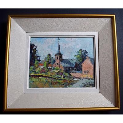 Signed Flesch Village Thorembais-les-béguines Belgium Belgian Post-impressionist XX Rt298