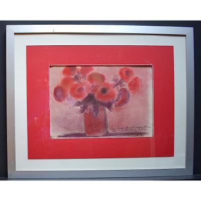 Jacques Daufin Signed Pastel Still Life Vase Of Flowers Post-impressionist XX Rt308