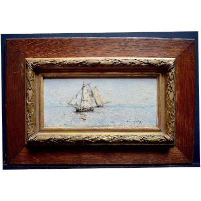 Giovanni Castagneto Marine Boat Impressionist XIX Italy Brazil Rt336