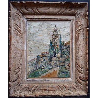 Curiosity Art Singular Art Collage Stamps  G Roussel 1962 Isola Bella Switzerland Italy XX Rt351