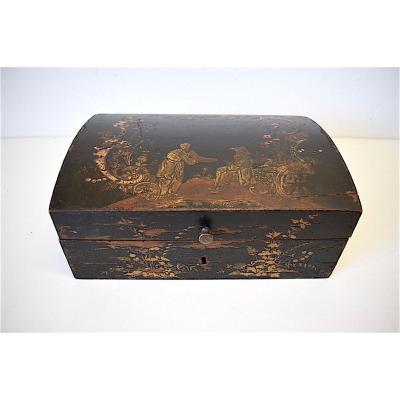 18th Century Wig Box Box Lacquered Wood Chinese Decor Ref176