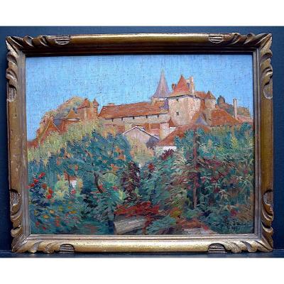 Lebacq Georges Signé Carennac Dordogne Lot Paysage Postimpressionniste XX RT355
