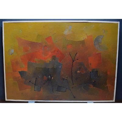 1962 Abstract Cubist Symbolist Composition Signed To Identify XX Rt365 *