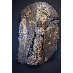 Carved Wood Character XVIIth Door Of Tabernacle Religious Folk Art Ref190