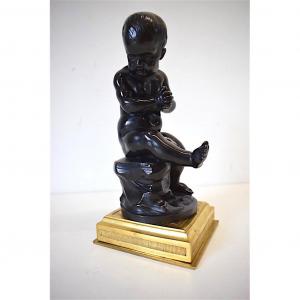 Bronze Child Sitting On A Rock After Or Follower Of Jean-baptiste Pigalle XIX Ref192