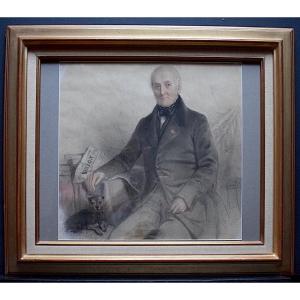 Athalante Legrand Drawing Portrait Man Dog XIX Rt377