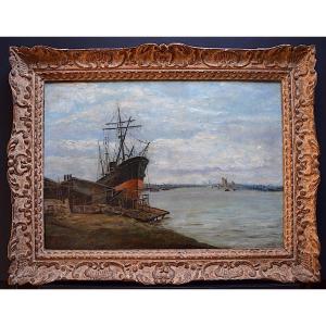 Signed Lefebvre Marine Boat Impressionist XIX XX Rt393