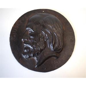 Medallion Old XIX Portrait Of Guiseppe Garibaldi Cast Iron History Italy Ref231