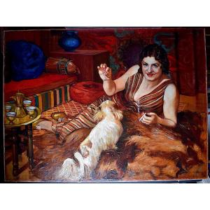 Orientalist Morocco Algeria Gender Scene Woman And Her Dog XX Rt441 *