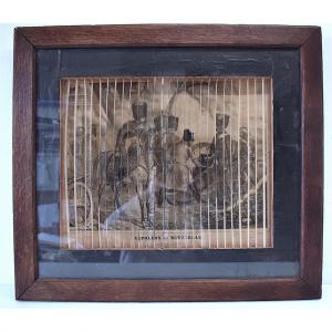 Curiosity Lenticular View Anamorphosis Napoleon Soult Bataille Montereau Empire XIX REF270