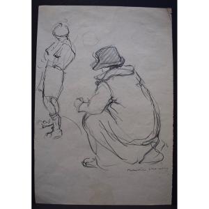 Marius Chambon Drawing Sketch Sketch Character Study Pencil And Ink XX Rt446