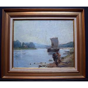 Impressionist Marine Les Haleurs River Boat XIX XX Rt460