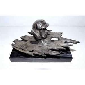 Sculpture Trophy Shiny Tin Pilot Outboard Race UIM Sport Motorboat 1960 Ref278