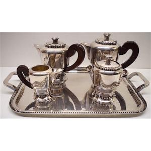 Coffee And Tea Service Art Deco Silver Metal XX Th Ref286
