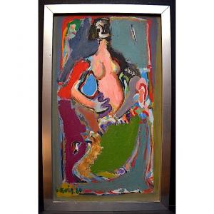 Adrien Seguin Female Nude Expressionist Singular Art 1980s XX Rt472