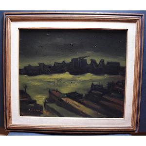 Thonnard Ecole Du Nord Marine Nocturne Belgium Netherlands Boats XX Rt489