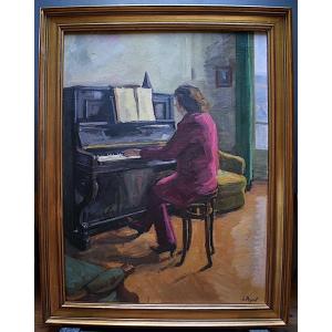 Louis Peyré Portrait Pianist Music Piano Interior Scene XX Rt521 *