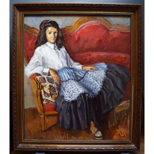 Louis Peyré Portrait Young Girl Corinne Martin Sète XX Rt523 *