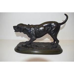Edouard Delabrierre Animal Bronze Labrador Dog Barking XIX Signed Ref382