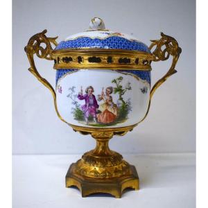 Meissen Porcelain Covered Pot And Gilt Bronze Mount XIXth Signed Ref395