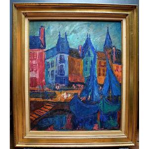 Le Pouliguen Port Breton Brittany Style Fauve XX Signed To Identify XX Rt603