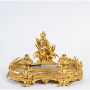 Gilt Bronze Inkwell, Circa 1900